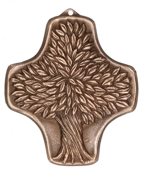 Wandkreuz - Bronzeguß, Lebensbaum 10 x 8,5 cm