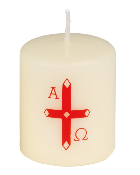 Osternachtskerze mit Kreuz und A/O bedruckt