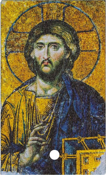 Schieferrelief zum Aufstellen, farbig bedruckt - Christus