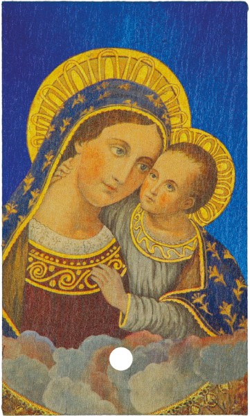 Schieferrelief zum Aufstellen, farbig bedruckt - Maria mit Kind