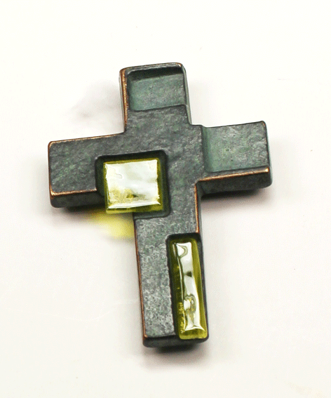 Bronzekreuz mit Fusingglas