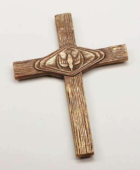 Bronzekreuz mit Motiv Taube