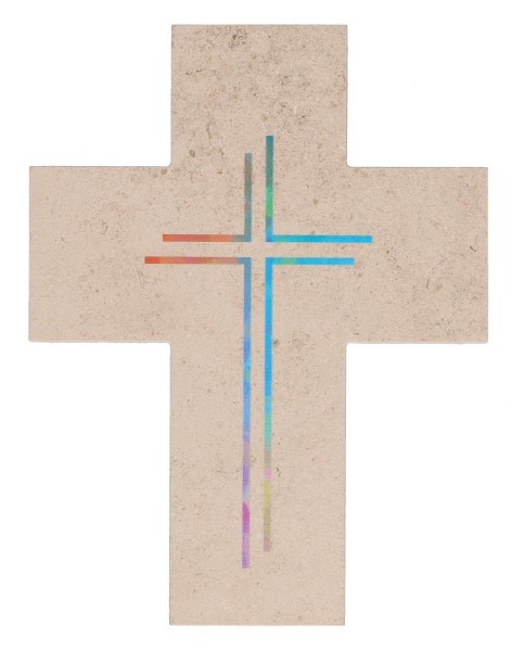 Natursteinkreuz - mit farbigem Kreuz