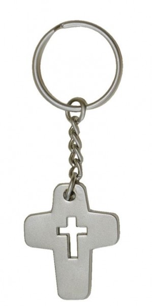 Schlüsselanhänger aus Metall mit Kreuz