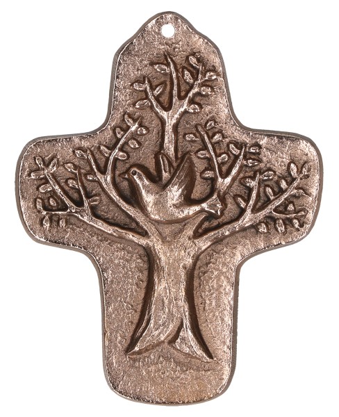 Andenkenkreuz zur Erstkommunion, Konfirmation - Lebensbaum - Segensvogel