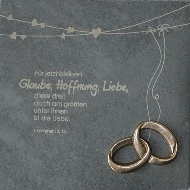 Schieferrelief - Glaube, Liebe, Hoffnung mit Ringen aus Bronze