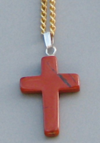 Kettenanhänger - Kreuz aus Jaspis rot-braun