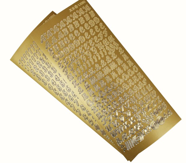 Sticker - silber, gold, weiß mit Goldrand - Set Zahlen, Buchstaben