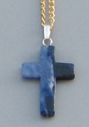 Kettenanhänger - Kreuz aus Sodalith blau